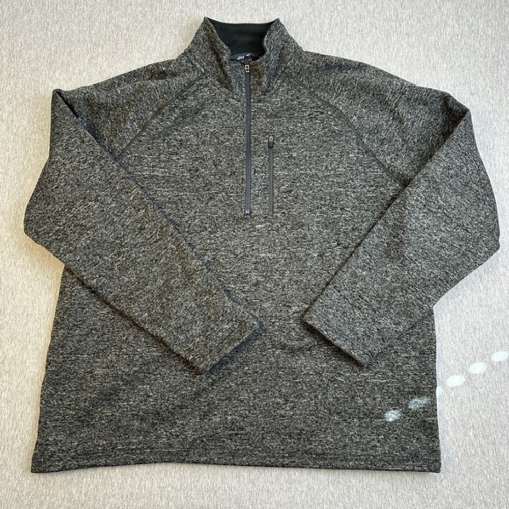 Eddie Bauer‎ Sweater Mens XXL Gray Quarter Button Fleece Sweatshirt Outdoors